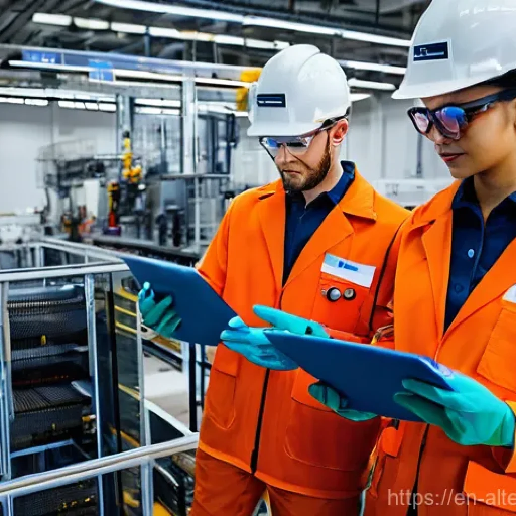 대체에너지 기업의 사회적 책임 - **Prompt:** "A diverse group of skilled workers, male and female, of varying ethnicities, are engage...