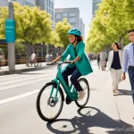 탄소 배출 감소 - **Prompt: Greener Commutes for a Brighter Tomorrow**
    "A vibrant, wide-angle, highly detailed pho...