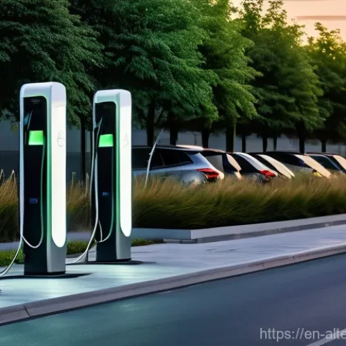 자동차 대체에너지 - Electrifying Urban Life: The Seamless Integration of EVs**

"A bustling, modern city street scene du...