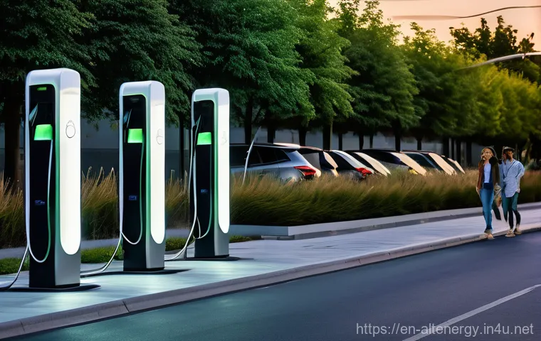 자동차 대체에너지 - Electrifying Urban Life: The Seamless Integration of EVs**

"A bustling, modern city street scene du...