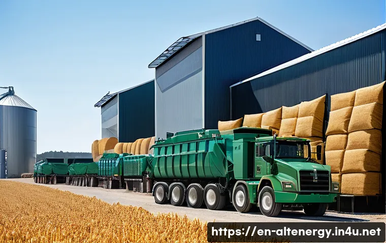 바이오매스 에너지 비용 - A detailed industrial biomass energy production facility in a rural American setting during harvest ...