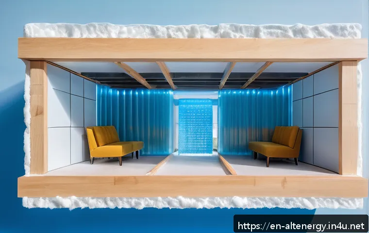 건축물 에너지 소비 절감 - A modern residential building retrofit scene showcasing the application of advanced aerogel insulati...