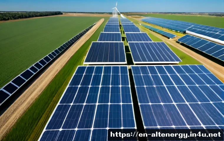Home 17 대체에너지 기술 혁신 - Photorealistic wide-angle view of a modern renewable energy research campus in the United States, sl...